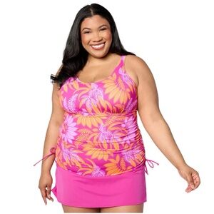 Denim & Co. Beach Ruched Side Swim Dress 10